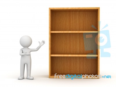 Figure Presenting Blank Shelves Stock Image