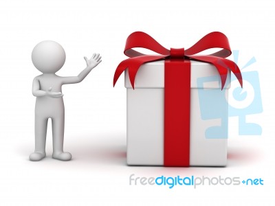 Figure Presenting Gift Box Stock Image