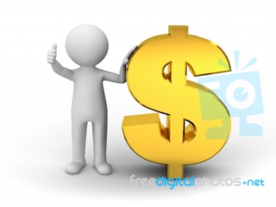 figure showing thumb up with Dollar Stock Image