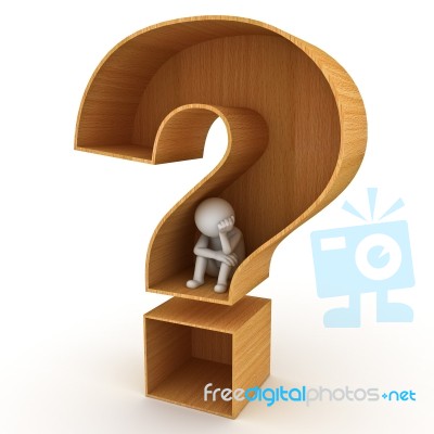 Figure Sitting In Question Mark Stock Image
