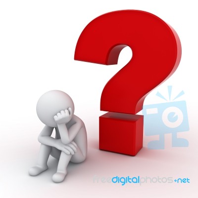 Figure Sitting With Question Mark Stock Image