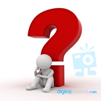 Figure Sitting With Question Mark Stock Image