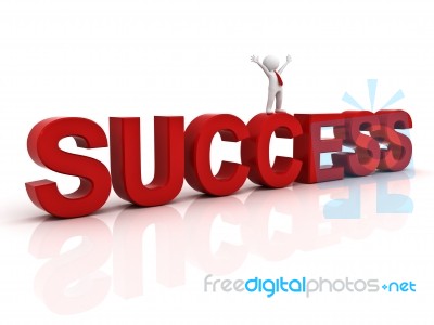 Figure Standing On Success word Stock Image
