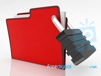 File With Padlock Showing Security Stock Image