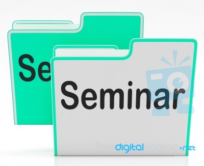Files Seminar Indicates Workshop Folder And Organize Stock Image