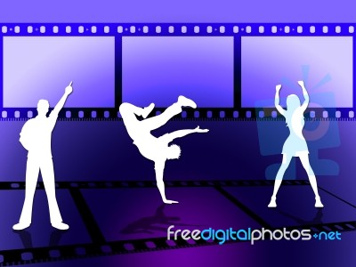 Filmstrip Dancing Indicates Disco Music And Border Stock Image