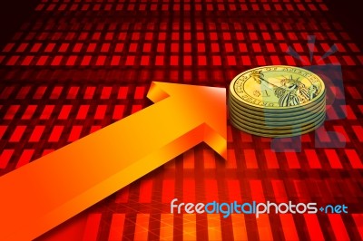 Finance Growth. Gold Coin And Graph Stock Image