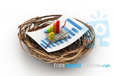 Financial Graph In Nest Stock Image