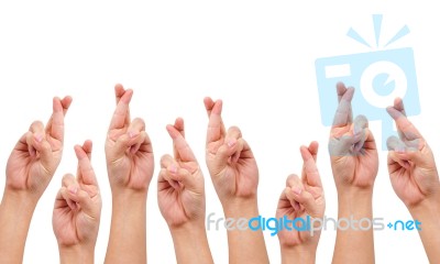 Finger Crossed Hand Sign Stock Photo