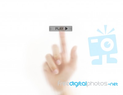 Finger Pressing Play Button Stock Image