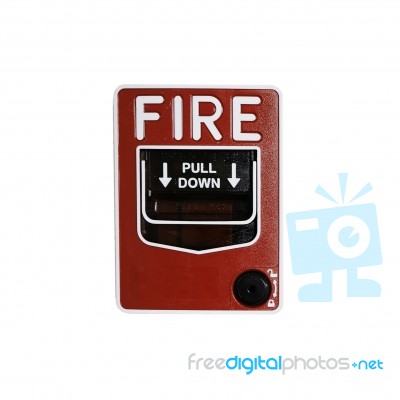 Fire Alarm On White Background Stock Photo