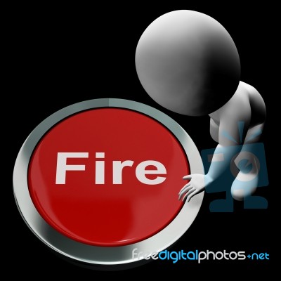 Fire Button Means Emergency Evacuation And 111 Stock Image