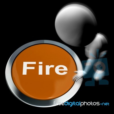 Fire Pressed Means Emergency Evacuation And 111 Stock Image