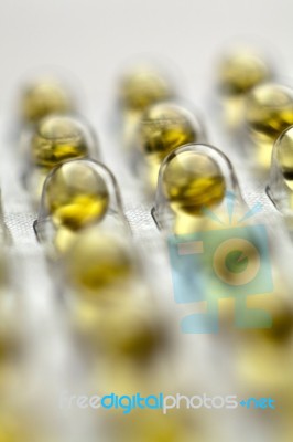 Fish Oil Pills Stock Photo