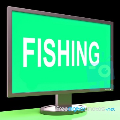 Fishing Screen Means Sport Of Catching Fish Stock Image