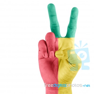 Flag Of Benin On Hand Stock Photo