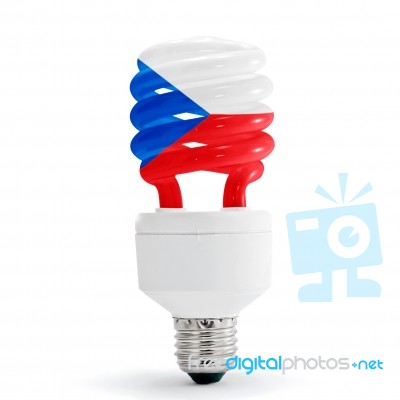 Flag Of Czech Republic On Bulb Stock Photo