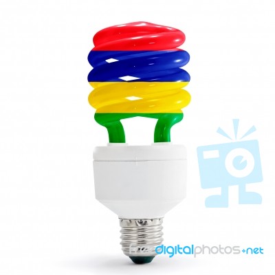 Flag Of Flag Of Mauritius On Bulb Stock Photo