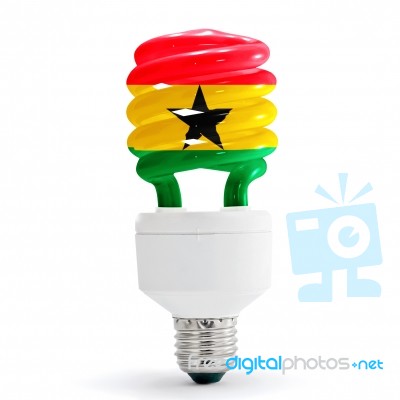 Flag Of  Ghana On Bulb Stock Photo
