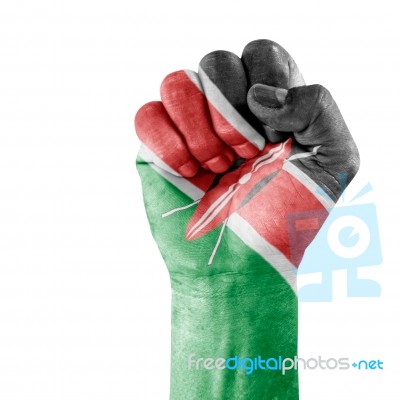 Flag Of Kenya On Hand Stock Photo