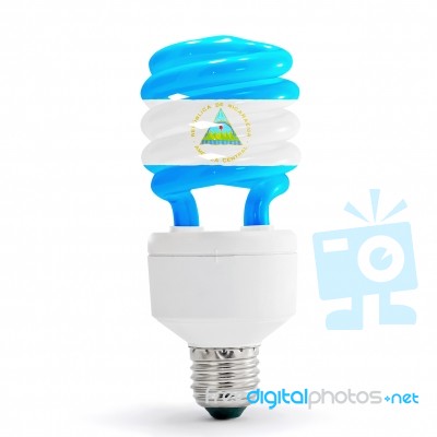 Flag Of Nicaragua On Bulb Stock Photo