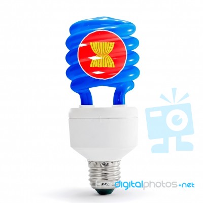 Flag Of The Association Asean On Bulb Stock Photo