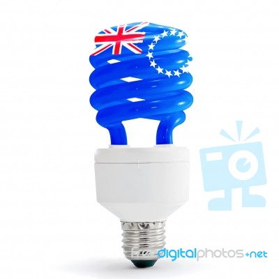 Flag Of The Cook Islands  On Bulb Stock Photo
