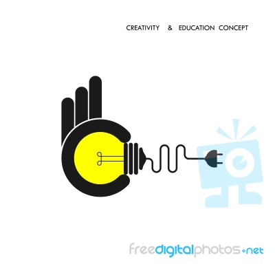 Flat Illustration Of A Great Ideas Competition.hand Holding Bulb… Stock Image