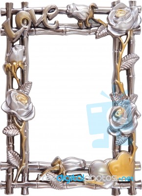 Flower Silver And Gold Frame Stock Photo