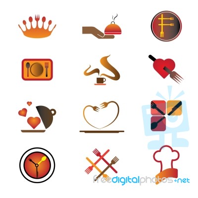 Food and Logo Icons Stock Image