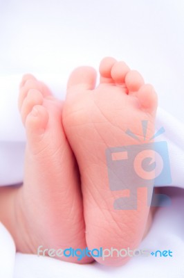 Foot Of Newborn Baby Stock Photo