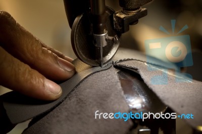 Footwear Stitching Machine Stock Photo