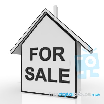 For Sale House Means Selling Or Auctioning Home Stock Image