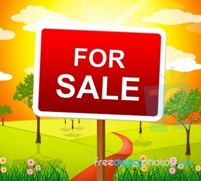 For Sale Indicates Real Estate Agent And Placard Stock Image