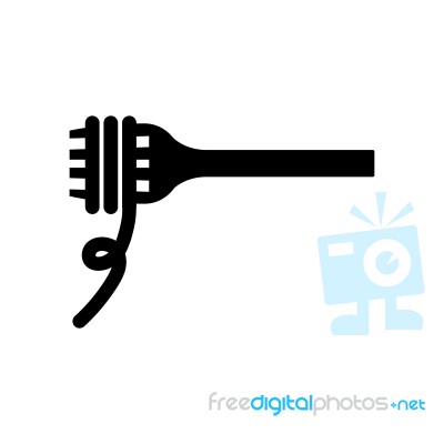 Fork With Swirled Pasta Symbol Icon  Illustration On Stock Image