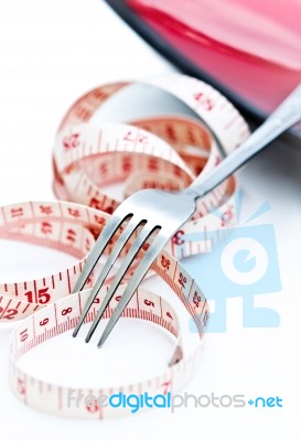 Fork With Tape Stock Photo