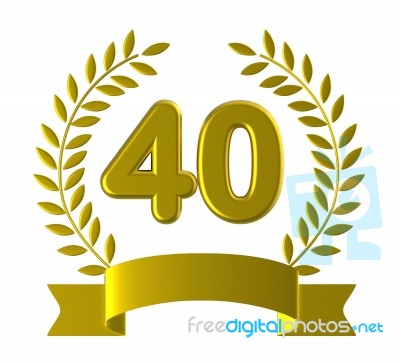 Fortieth Forty Shows Happy Birthday And 40 Stock Image