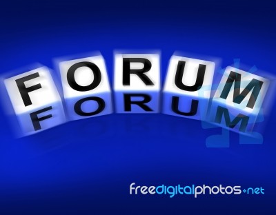 Forum Blocks Displays Advice Or Social Media Or Conference Stock Image