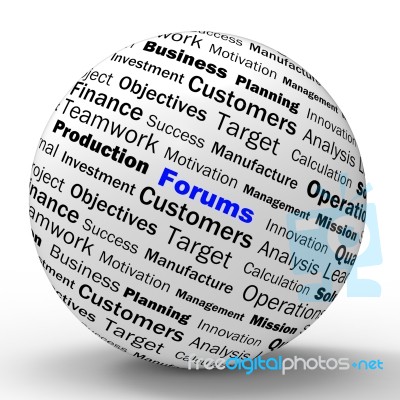 Forums Sphere Definition Means Online Discussion Or Global Commu… Stock Image