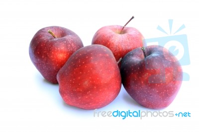 Four Red Apples Stock Photo