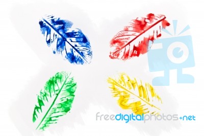 Four Watercolor Leaves Stock Image