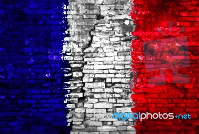 France Flag Painted On Wall Stock Photo