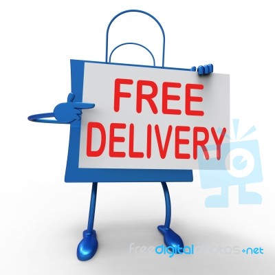 Free Delivery On Bag Shows No Charge  To Deliver Stock Image