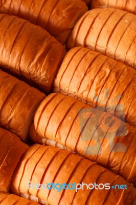 Fresh Hot Bread In Trey Stock Photo
