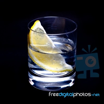 Fresh Mojito Cocktail With Lemon Isolated On Black Background Stock Photo