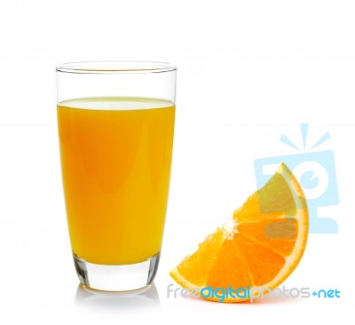 Fresh Orange And Glass With Juice Stock Photo