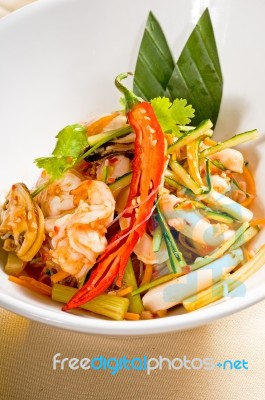Fresh Seafood Thai Salad Stock Photo
