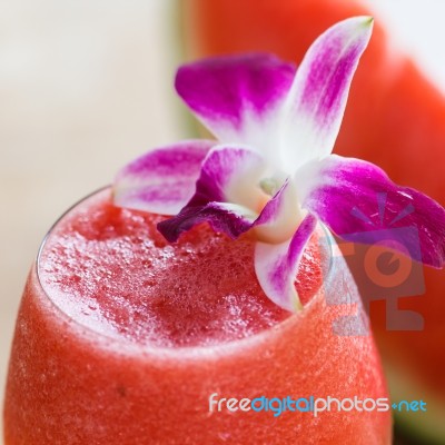 Fresh Watermelon Smoothie Stock Photo