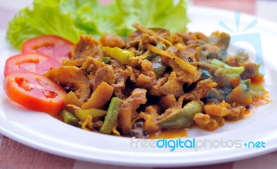 Fried Pork With Chili Paste, Thai Food Stock Photo