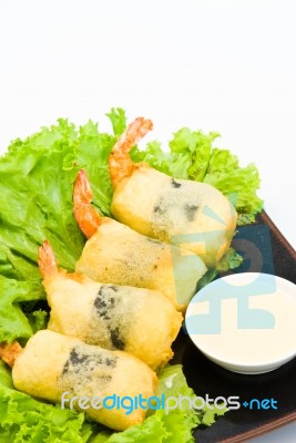 Fried Shrimp Seaweed Rolls Stock Photo
